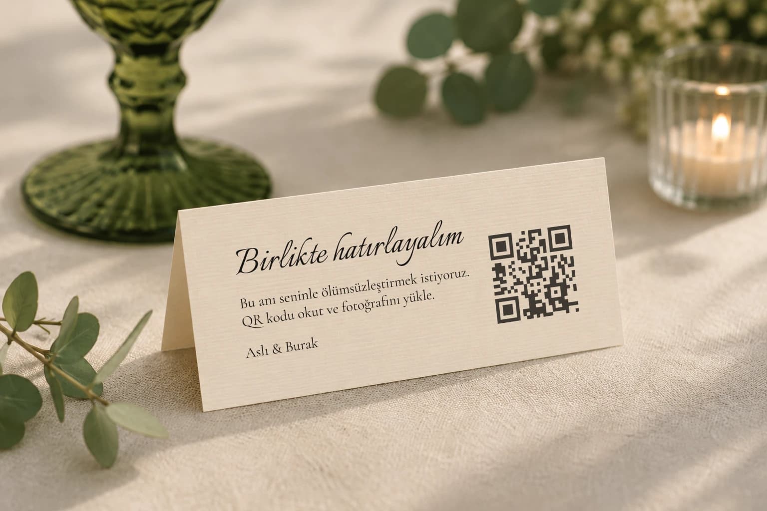 Düğünde kullanılan QR kartı örneği