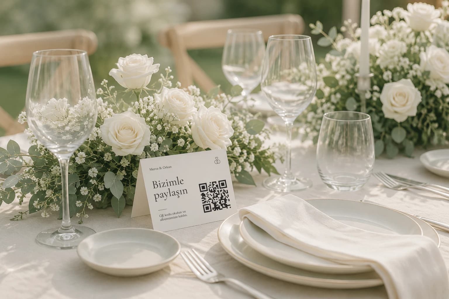Düğünde kullanılan QR kartı örneği